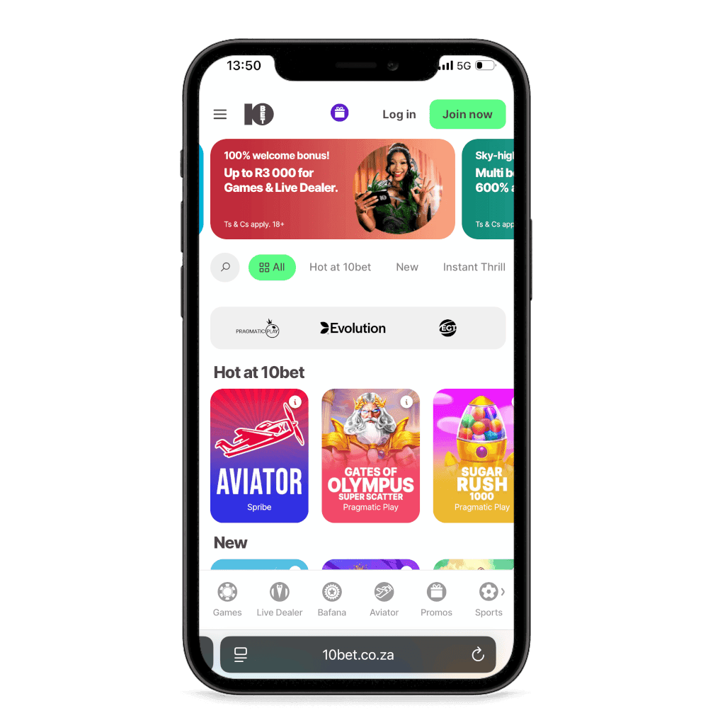 10bet South Africa mobile view