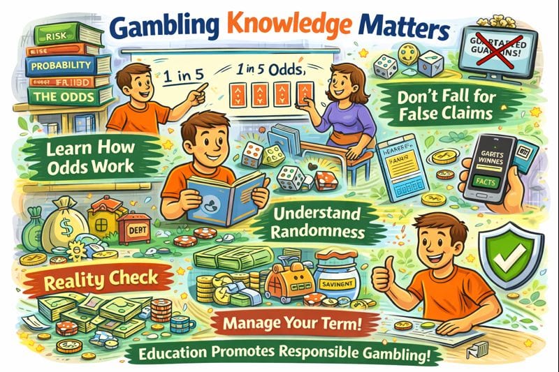 what is responsible gambling illustration explaining how odds work, randomness, and realistic expectations