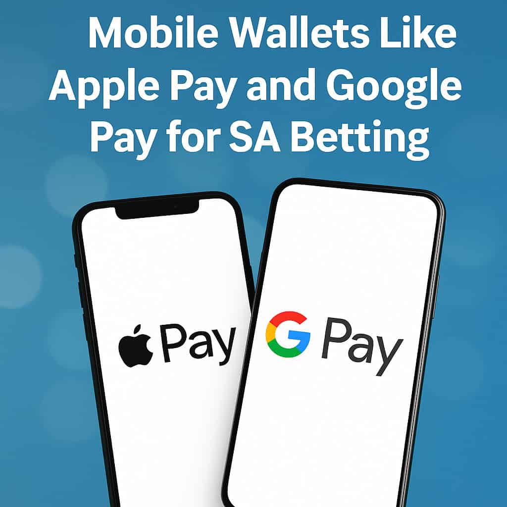 Mobile wallets for betting in South Africa showing Apple Pay and Google Pay on smartphones