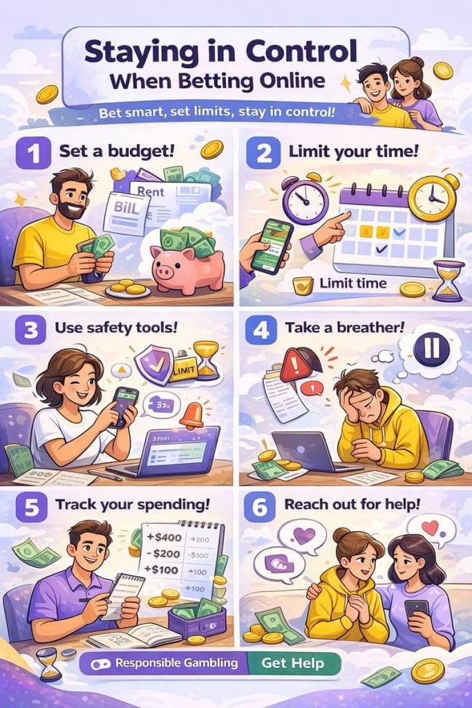 An infographic comic about Staying in Control When Betting Online