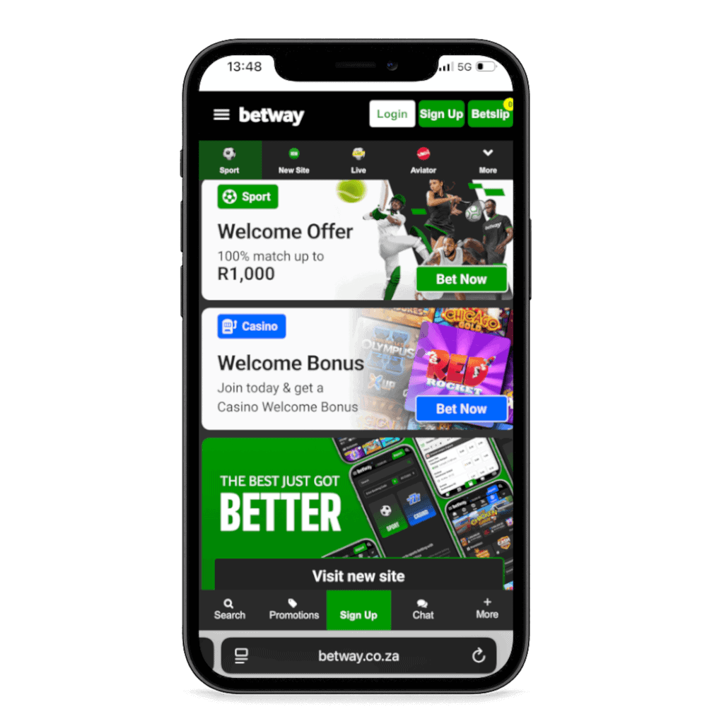 Betway South Africa mobile view