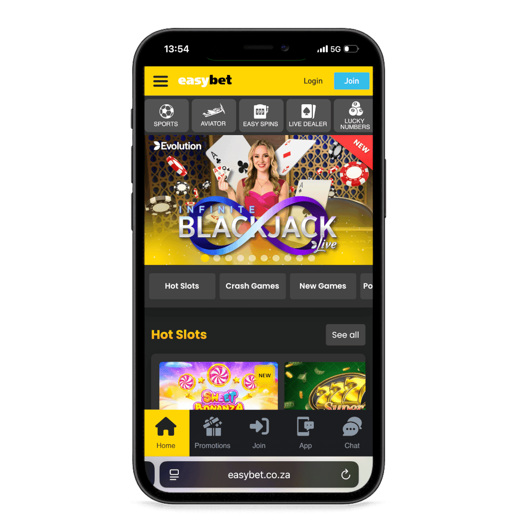 Easybet South Africa mobile view