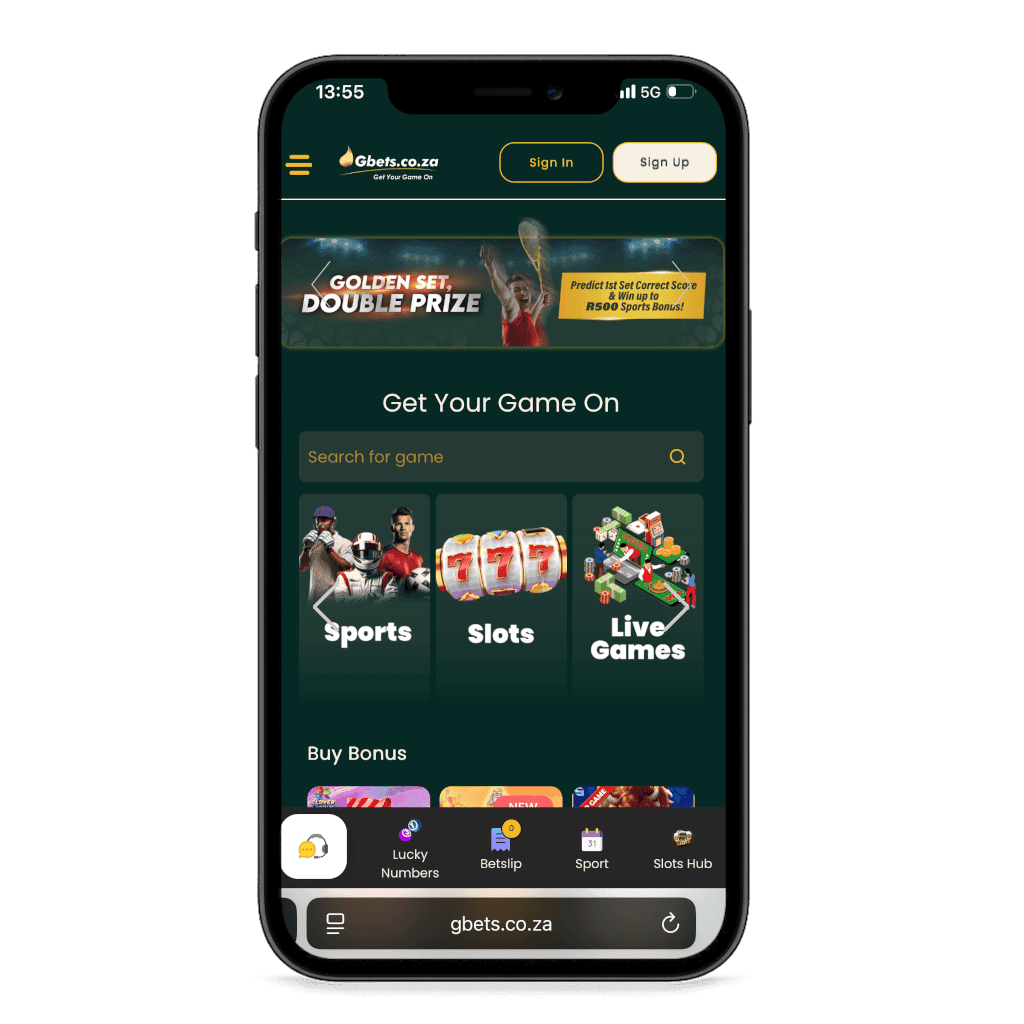 Gbets South Africa mobile view