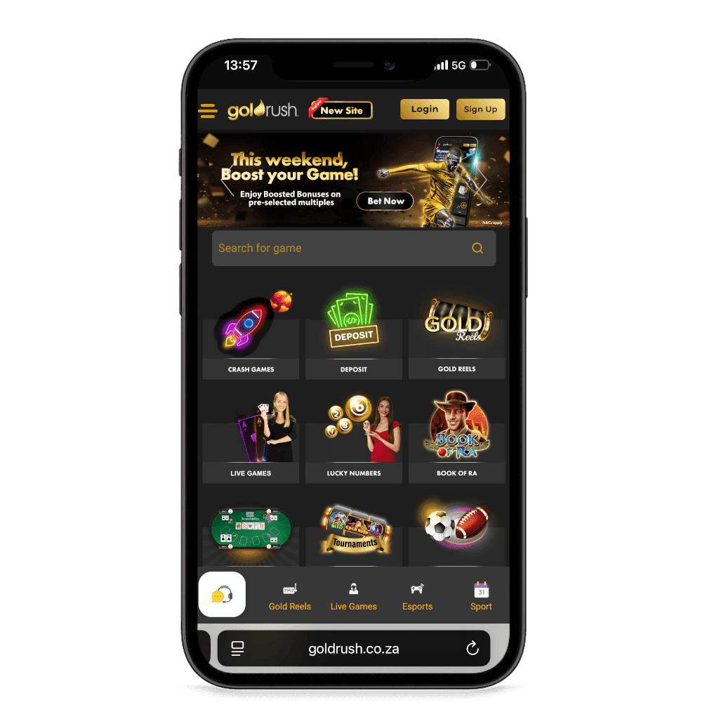 GoldRush South Africa mobile view
