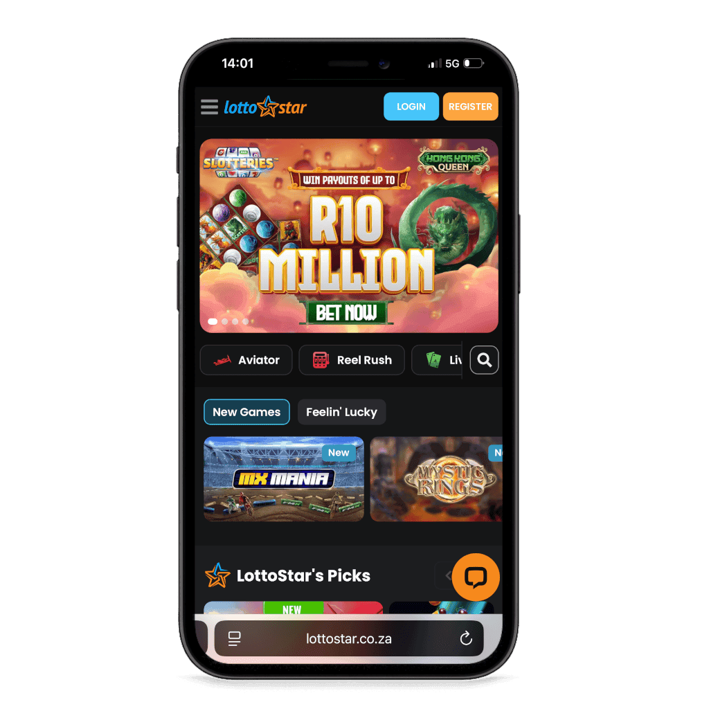 LottoStar South Africa mobile view