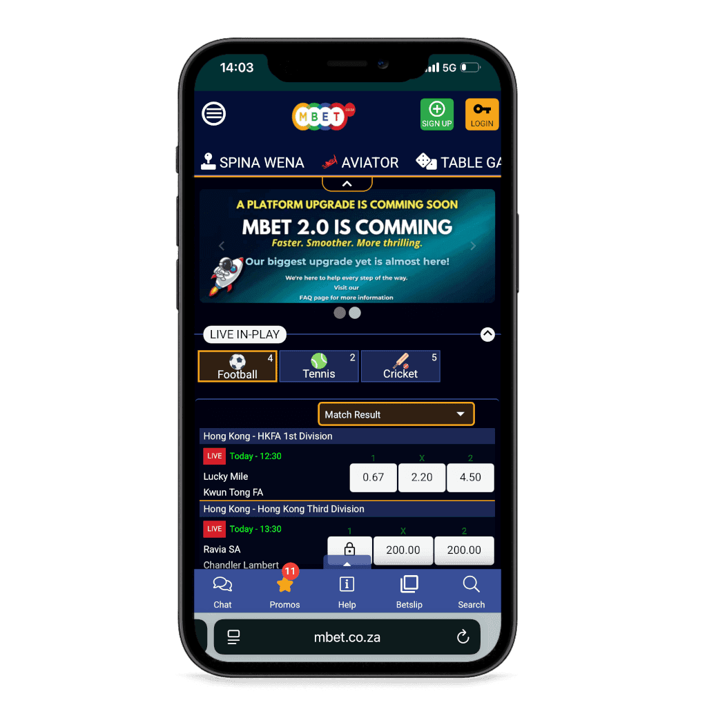 Mbet South Africa mobile view