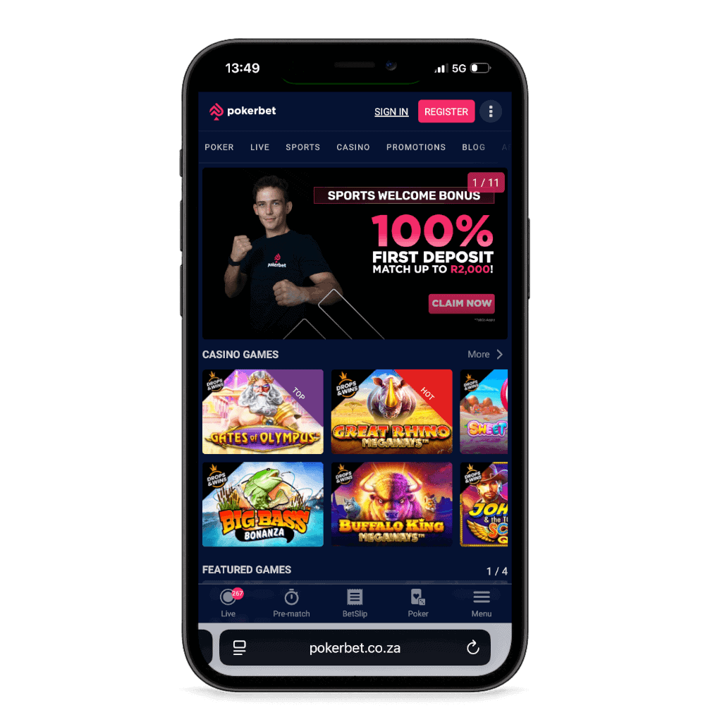 Pokerbet South Africa mobile view