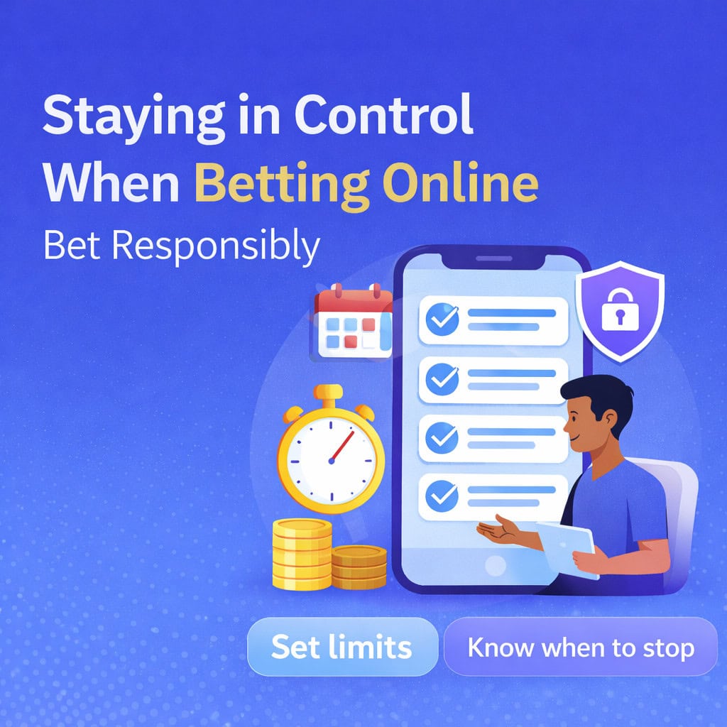 Staying in Control When Betting Online illustration showing responsible betting habits and balanced decision making