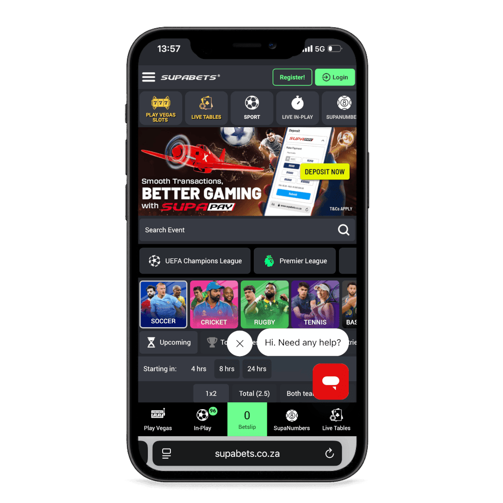 Supabets South Africa mobile view