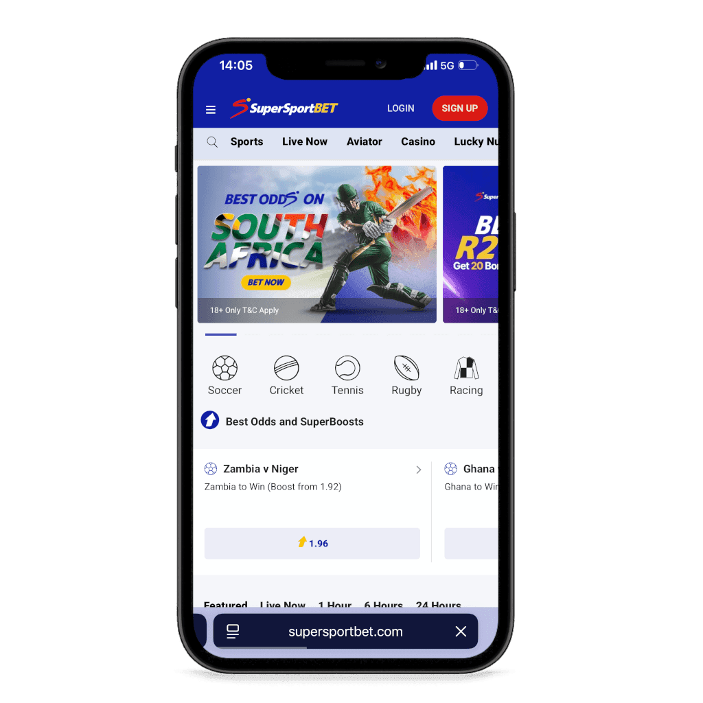 Supersportbet South Africa mobile view