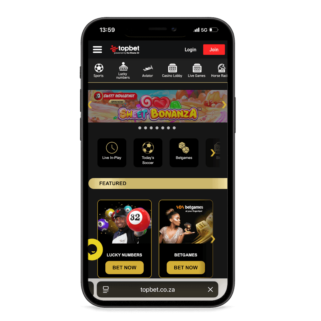 Topbet South Africa mobile view