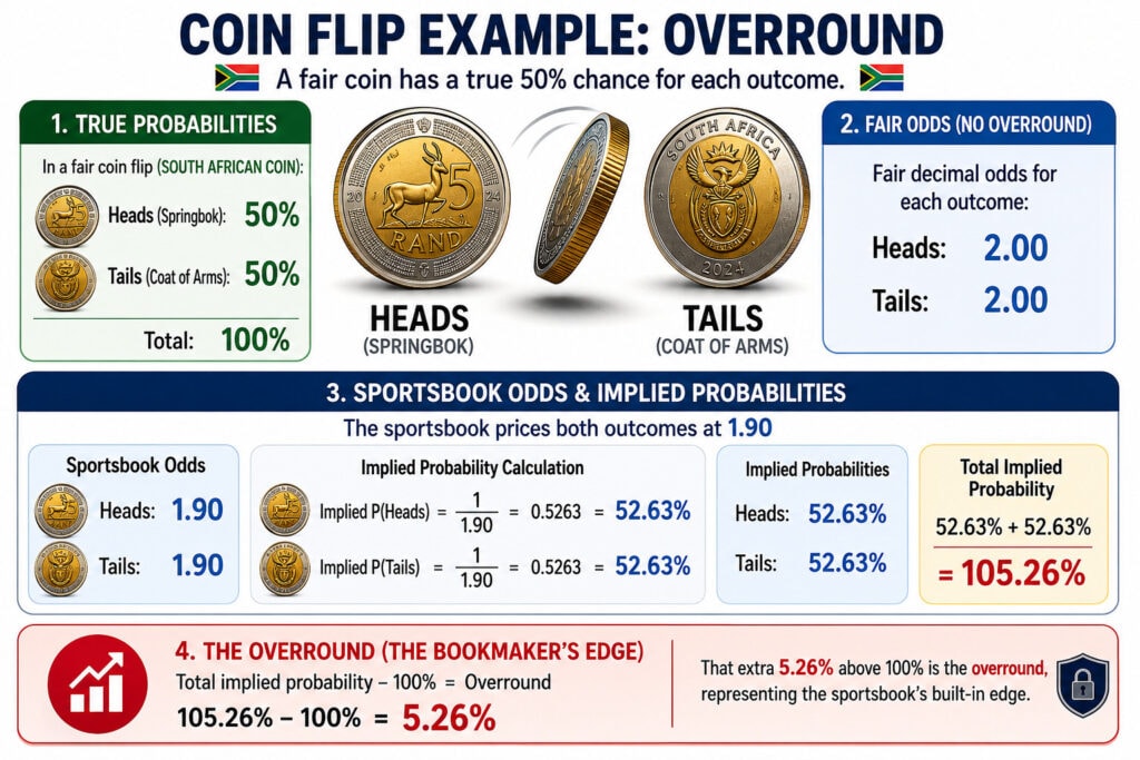 overround coin flip example what is a sports book