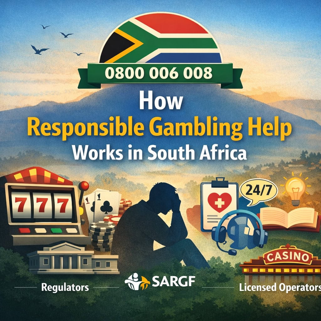 How Responsible Gambling Help Works in South Africa, showing support services, treatment options, and responsible gambling structures