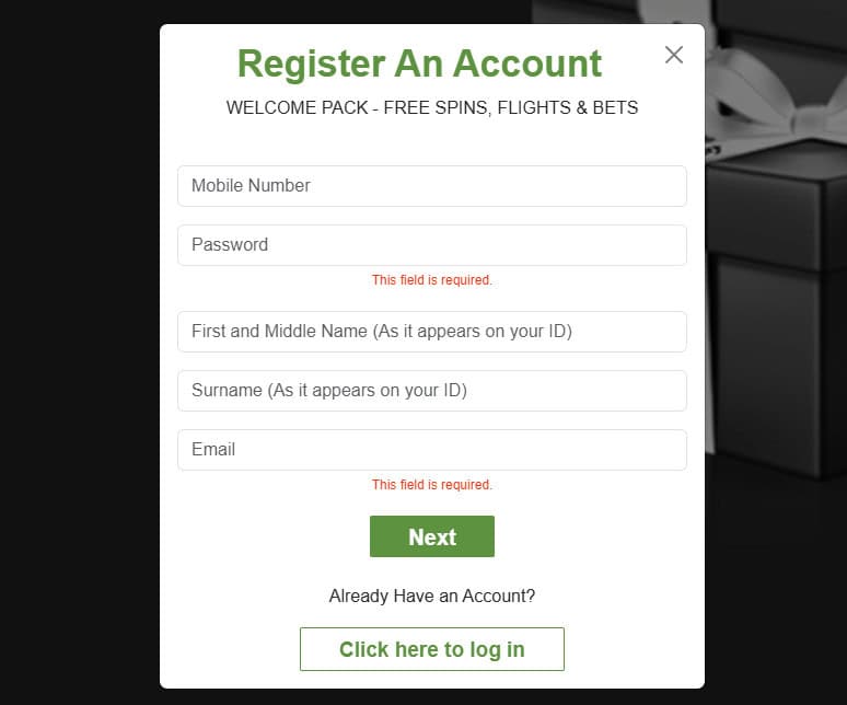 An image of betway registratrion as an example for signups