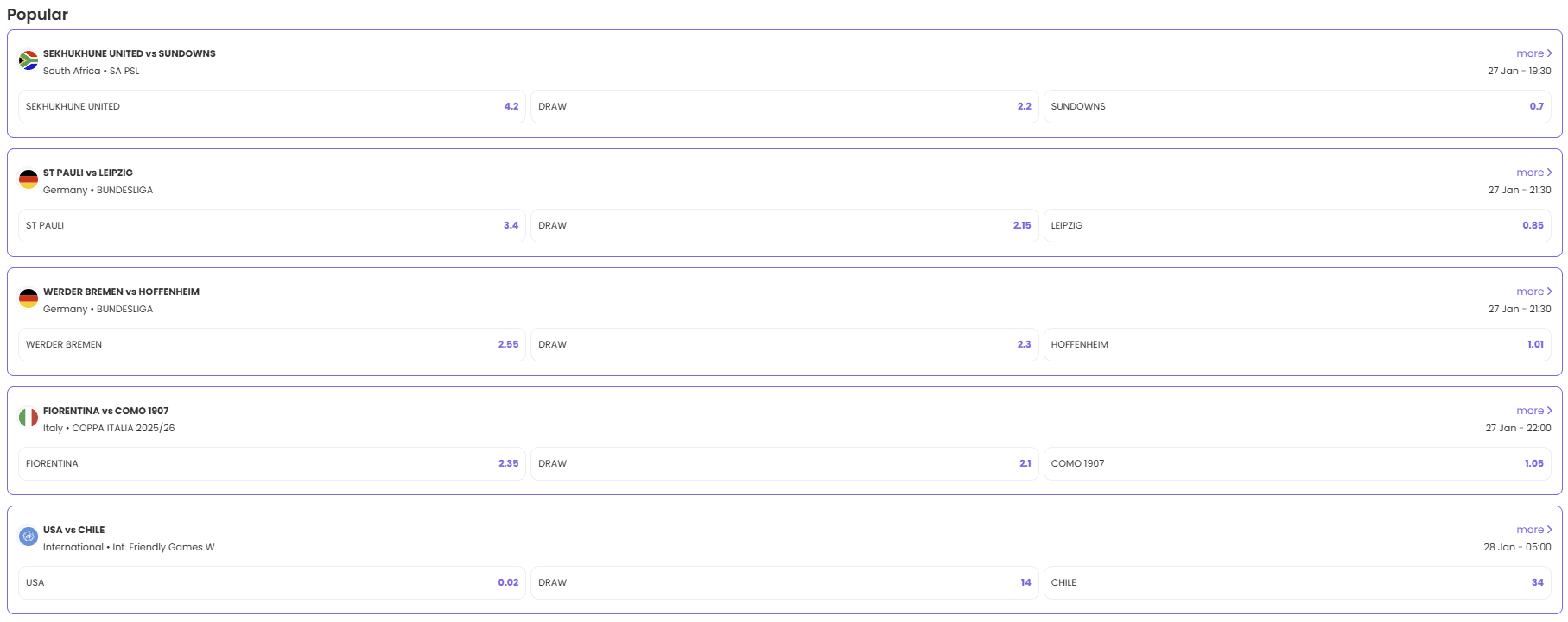 hollywoodbets odds and features