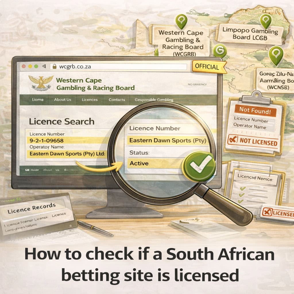 How to Verify a Betting Site Licence in South Africa – illustrated guide showing licence verification using provincial gambling board records.