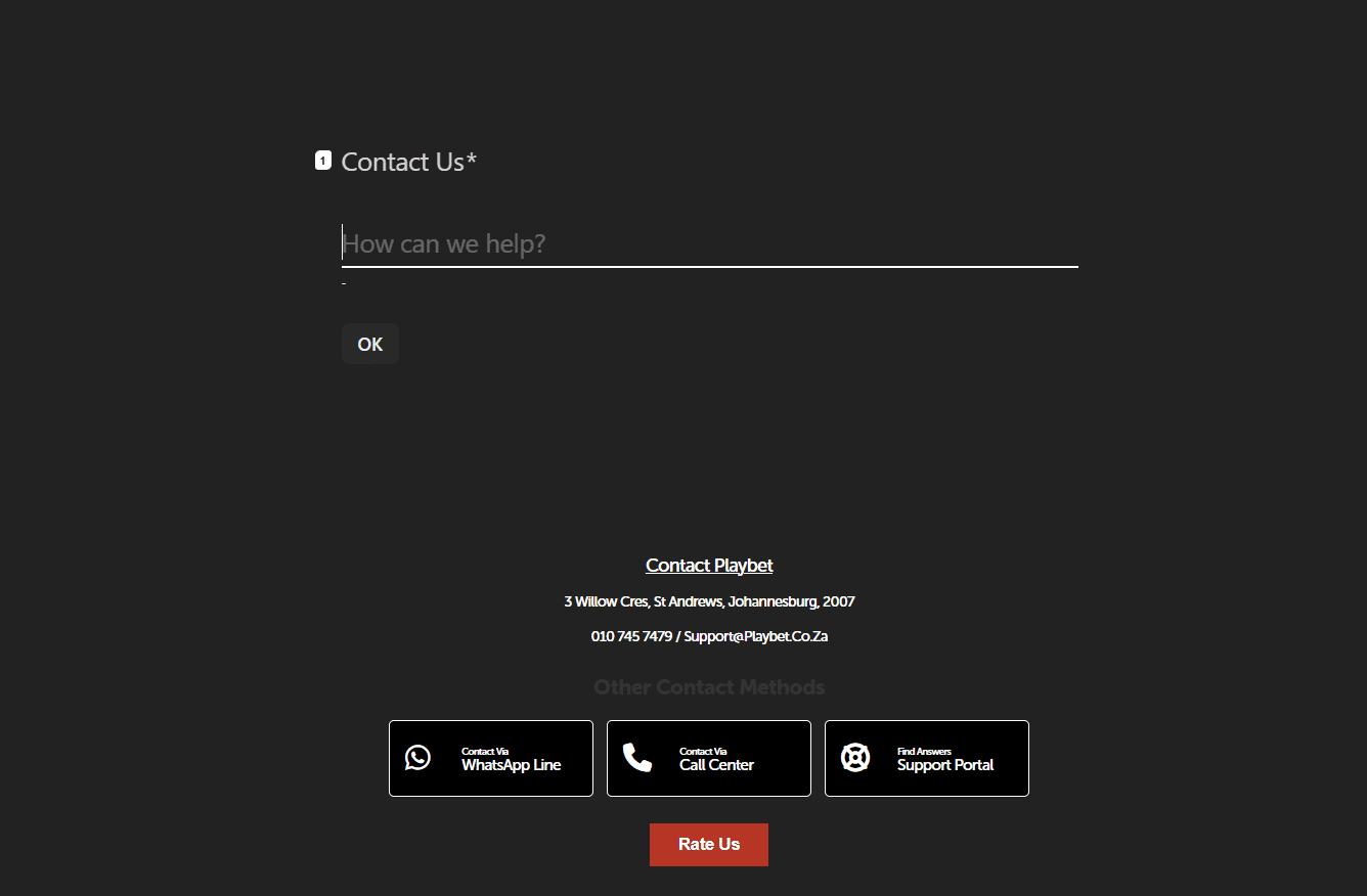 playbet south africa contact page example