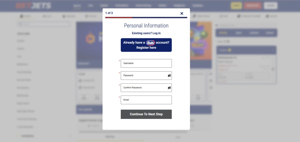 BetJets South Africa review registration example