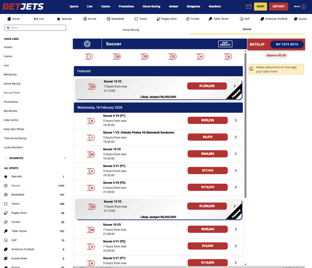 BetJet South africa soccer pools example