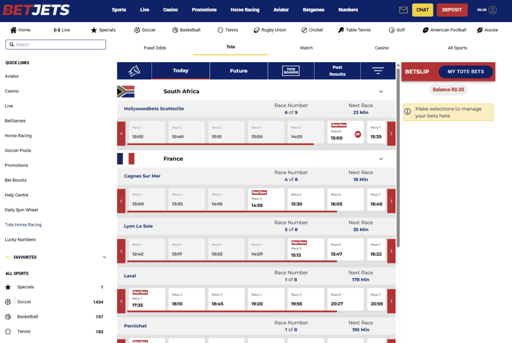 BetJets South Africa review tote horse racing example