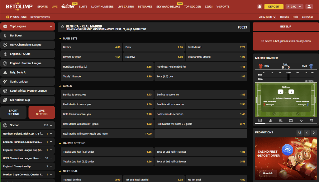 BetOlimp South Africa review live betting example