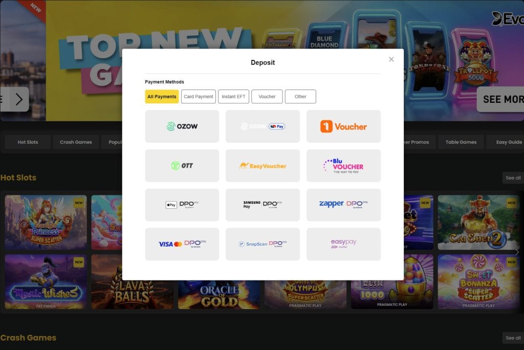 Easybet South Africa review deposits and withdrawals example