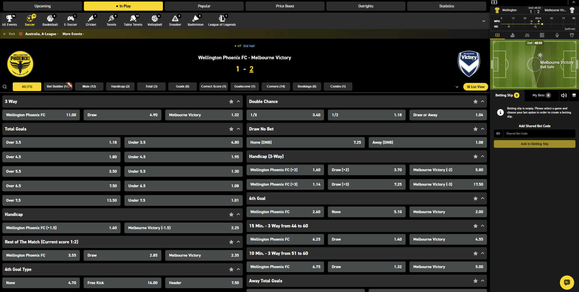 Easybet South Africa review live betting and inplay example