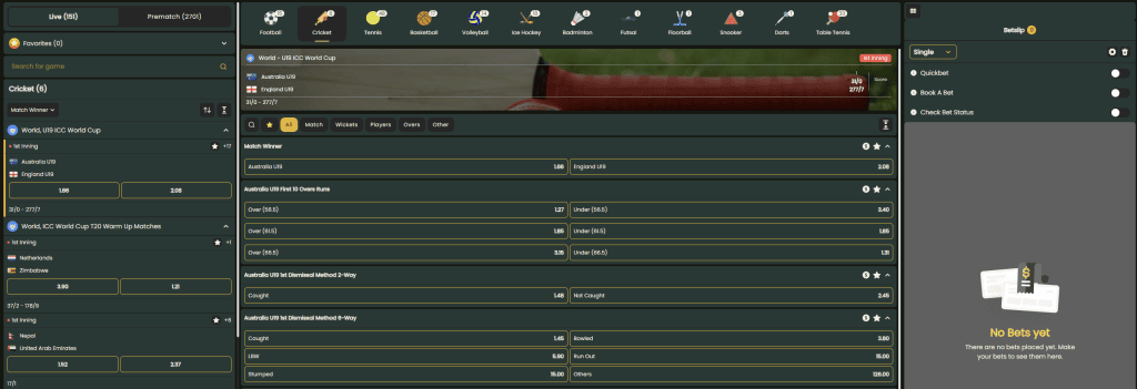 Live Betting and In-Play Markets on Gbets example