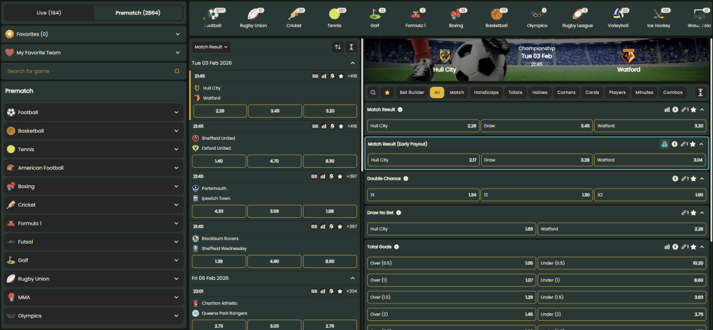 Gbets South Africa Odds and Market Options