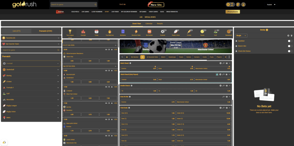 Goldrush South Africa review goldrush interface sports