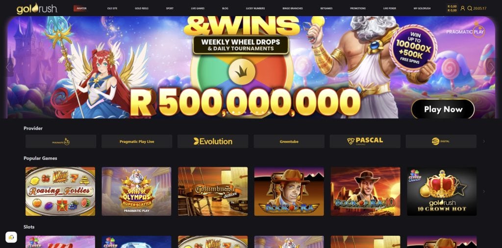 Goldrush South Africa review desktop view