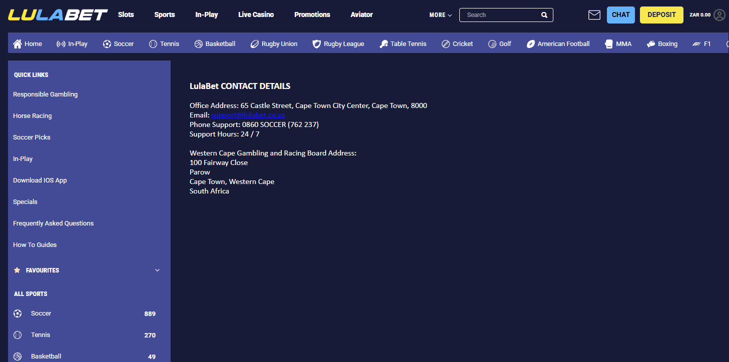 Lulabet South Africa customer support