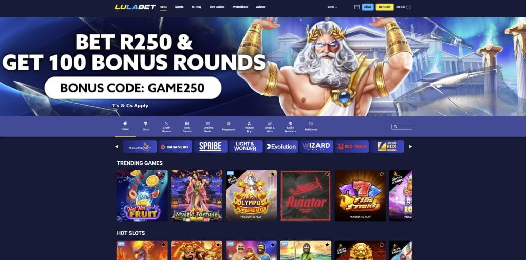Lulabet South Africa desktop experience