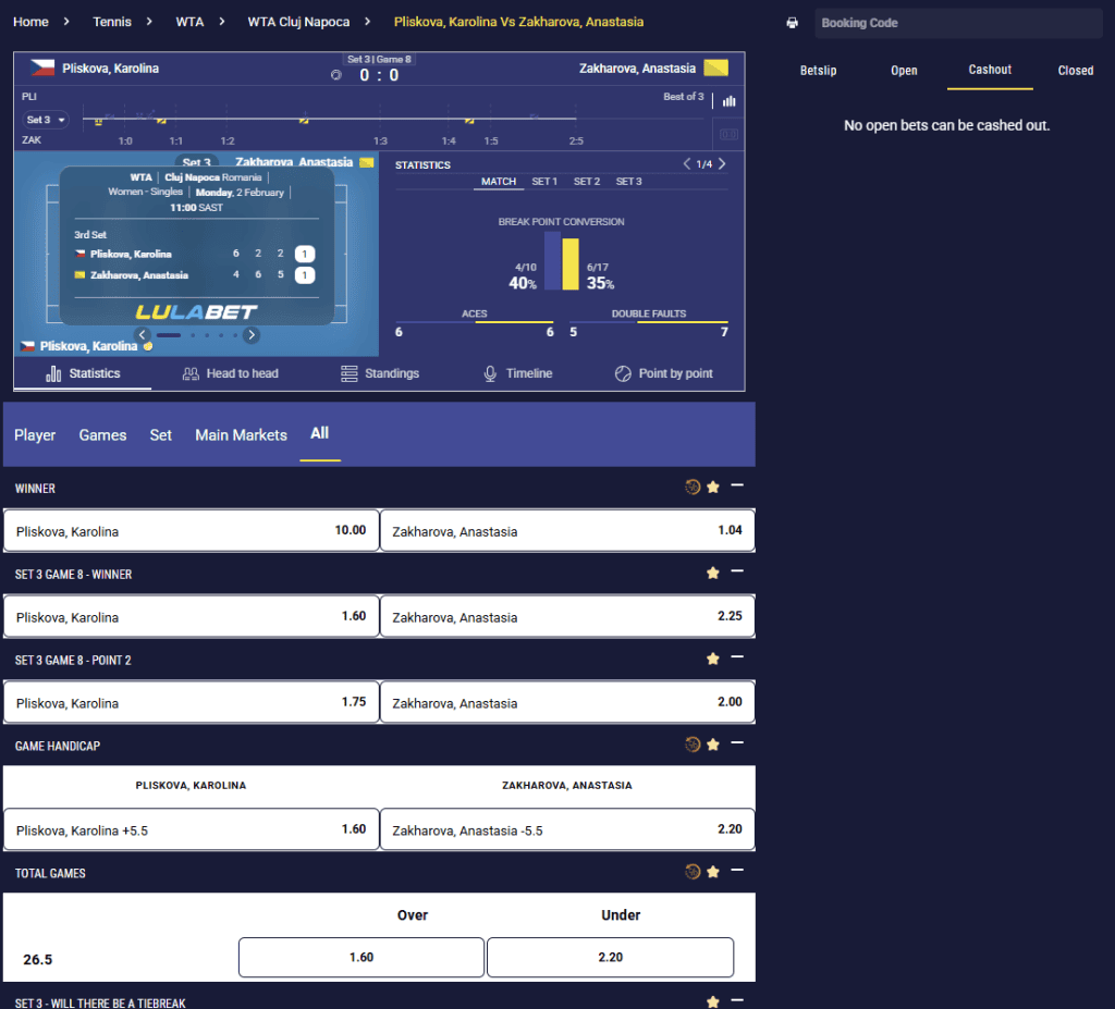 Lulabet South Africa live betting and in-play