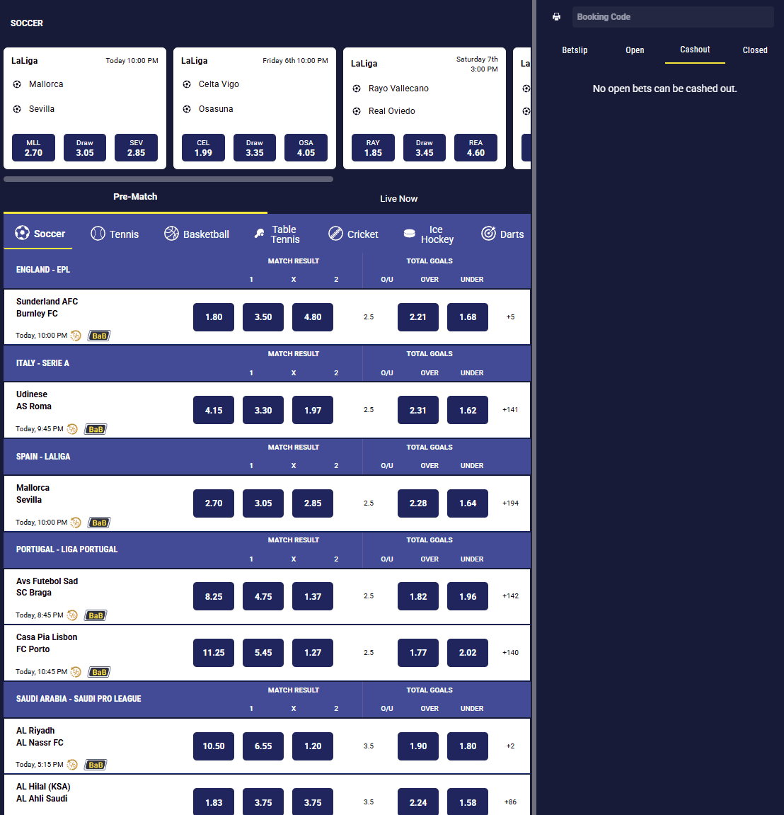 Lulabet South Africa sports betting odds
