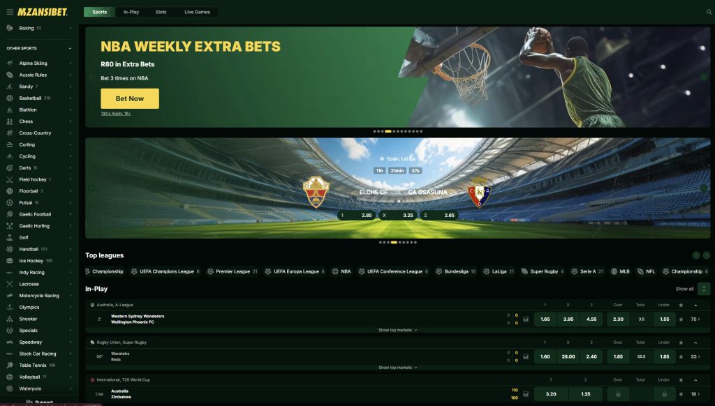 Mzansibet South Africa review available sports example