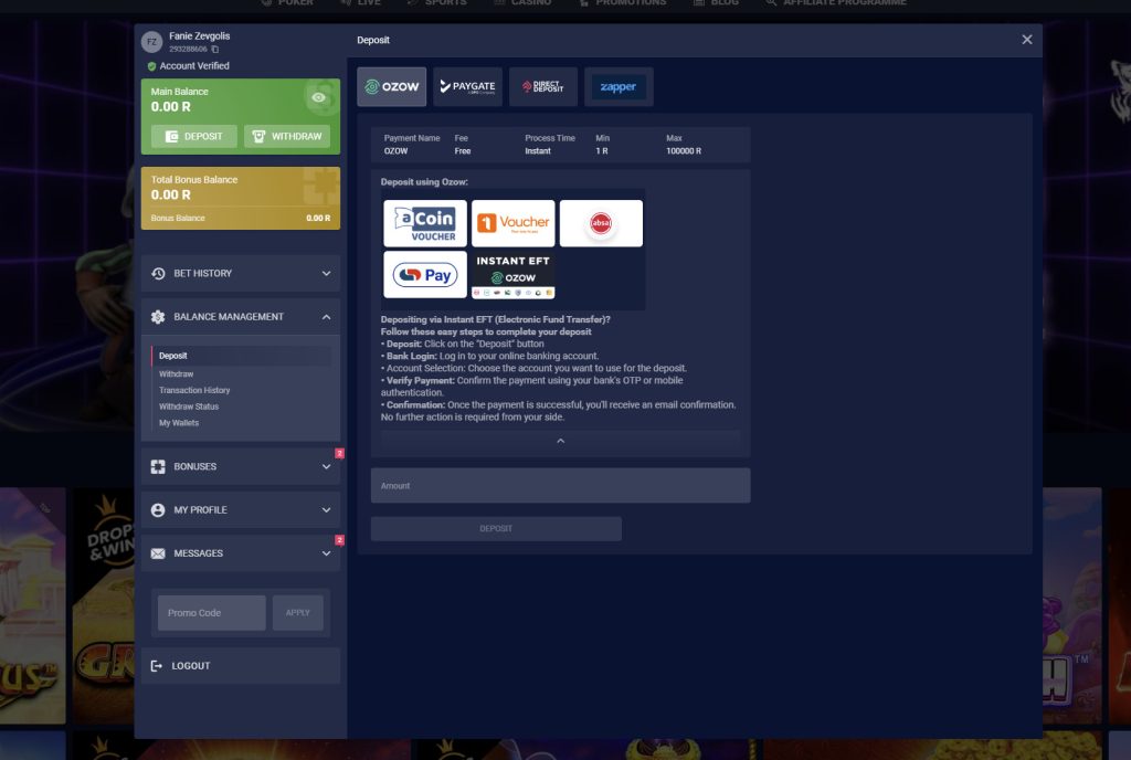 Pokerbet South Africa review deposits and withdrawals example