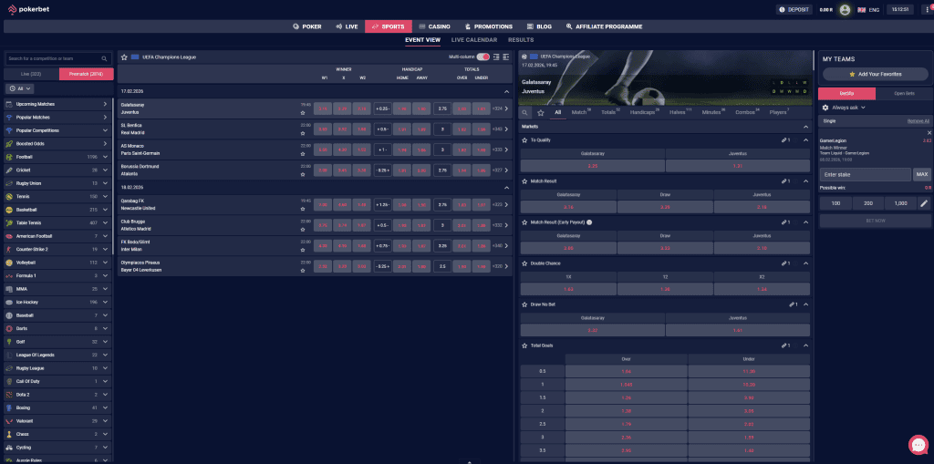 Pokerbet South Africa review sports betting markets example