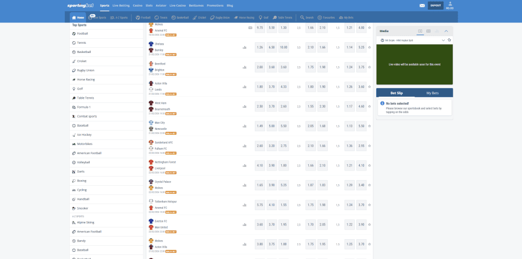 Sportingbet South Africa review betting markets example