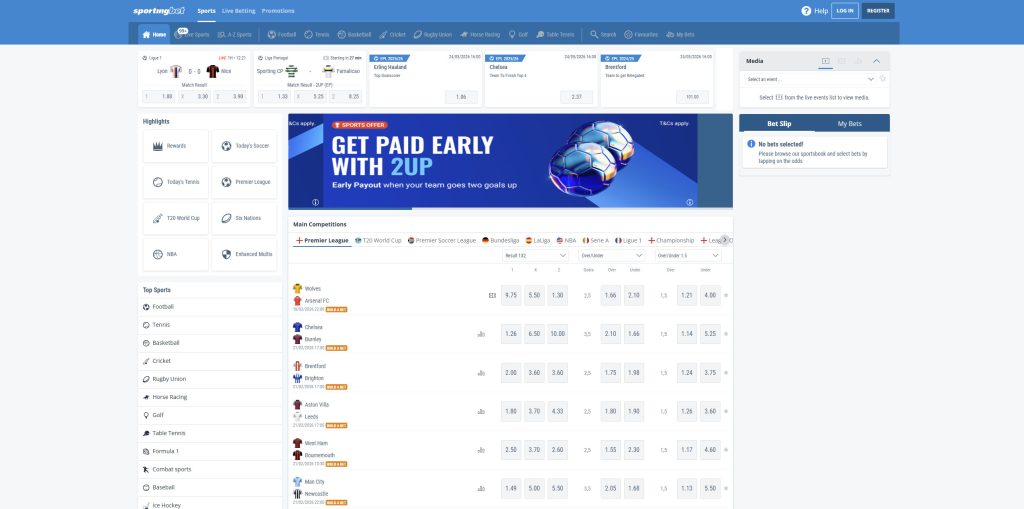 Sportingbet South Africa review desktop view example