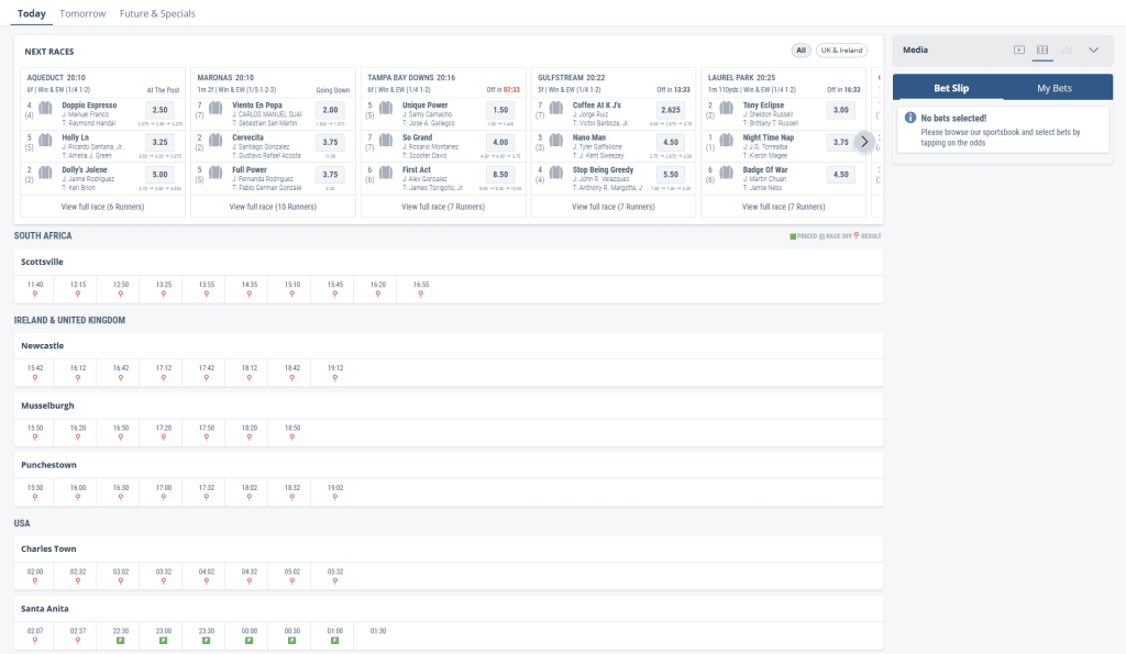 Sportingbet South Africa review horse racing example