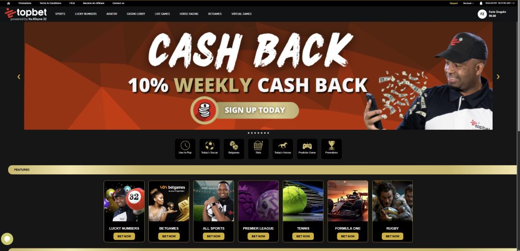 Topbet South Africa review desktop view