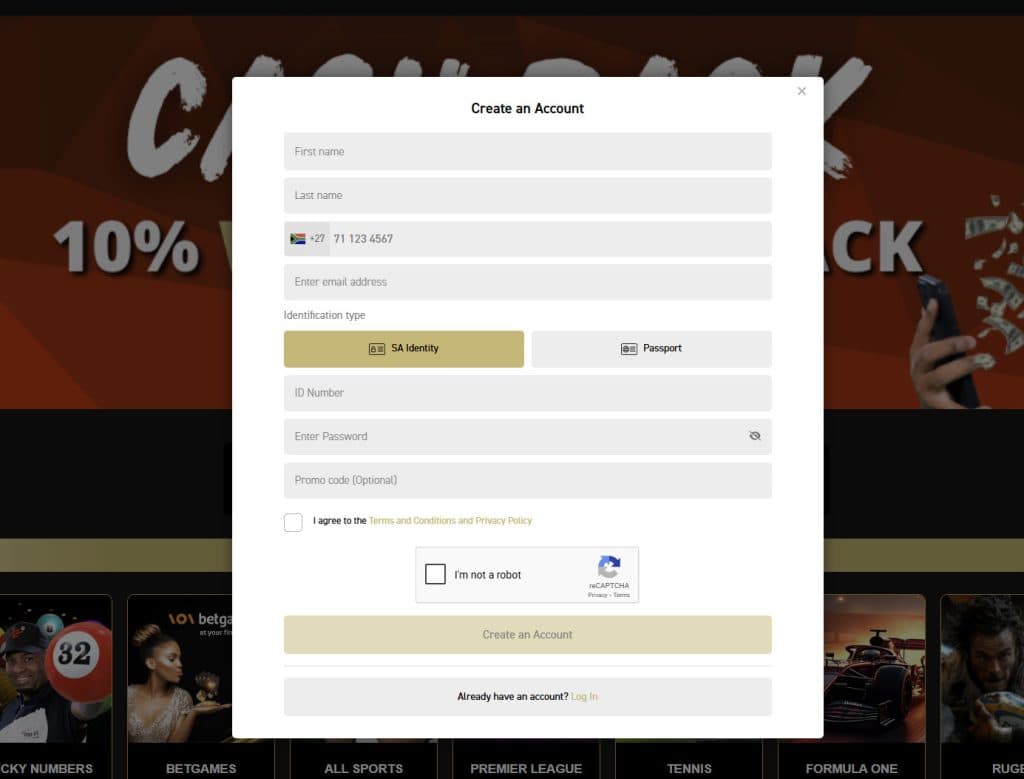 Topbet South Africa review registration example