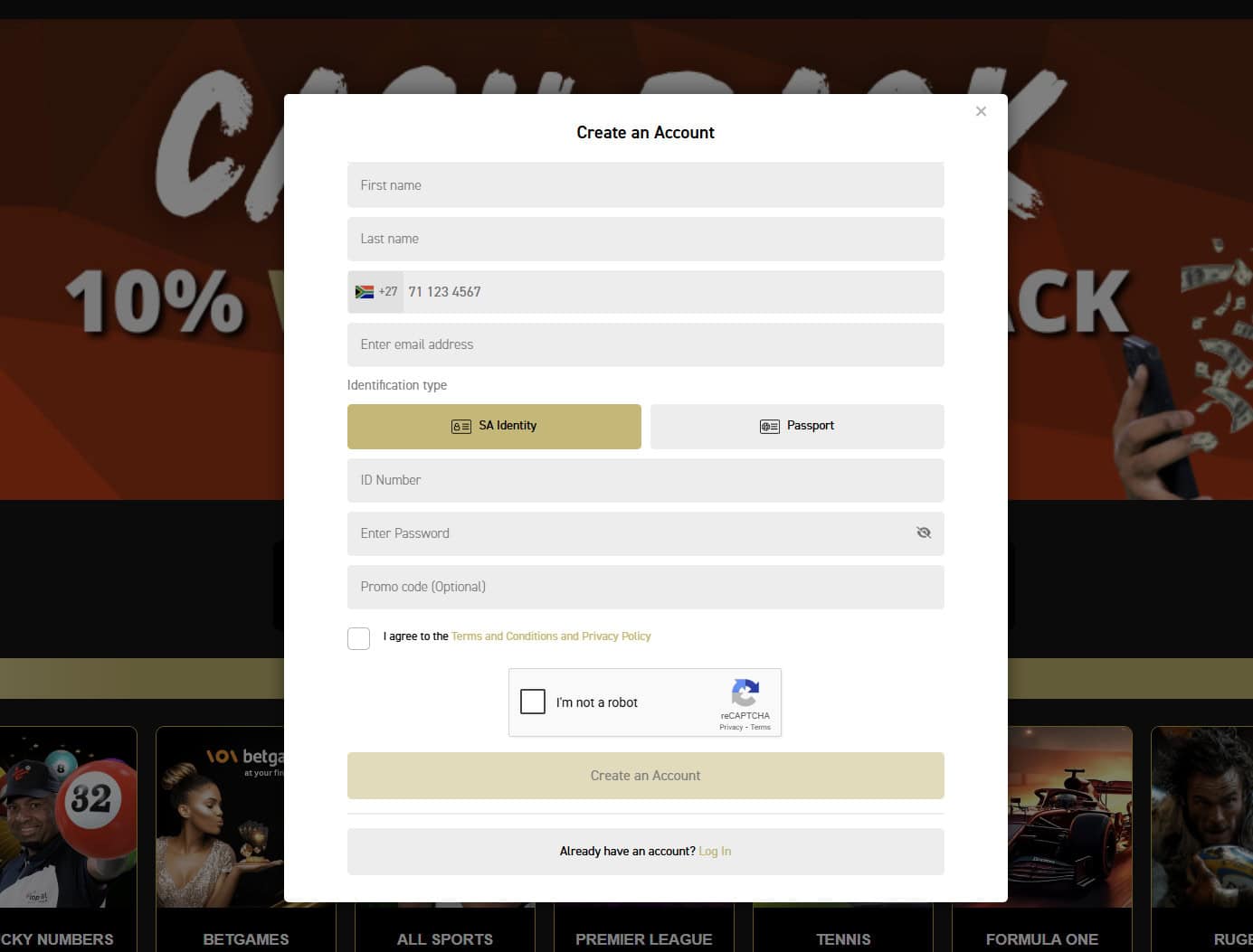 Topbet South Africa review registration example