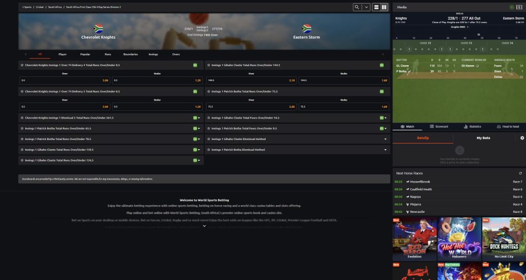 World Sports Betting South Africa review livebetting example