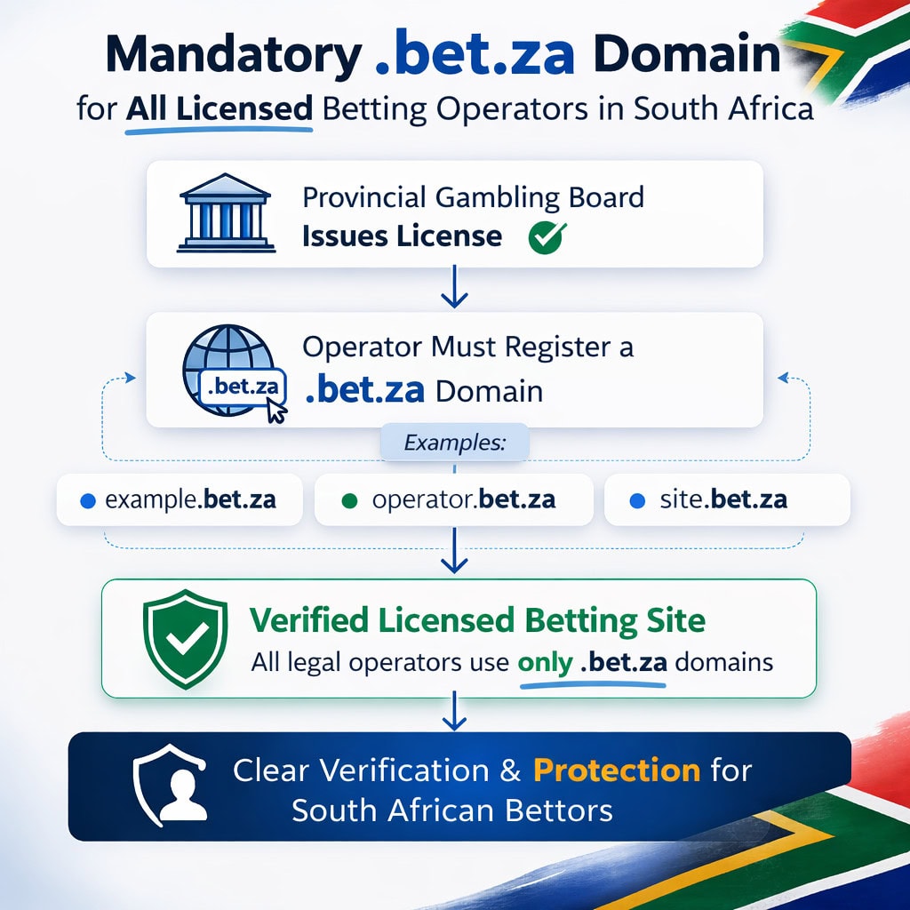 .bet.za domain diagram showing bettor protection concept in South Africa