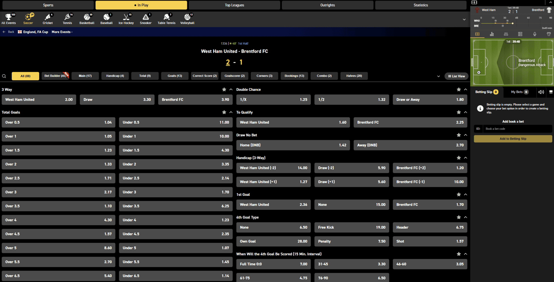 betXchange South Africa review live betting example