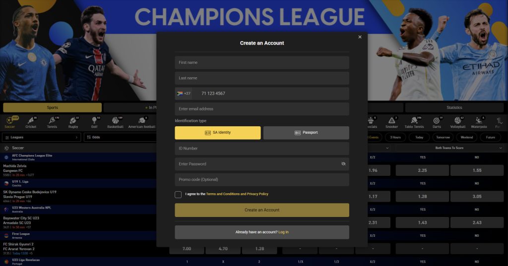 betXchange South Africa review registration example