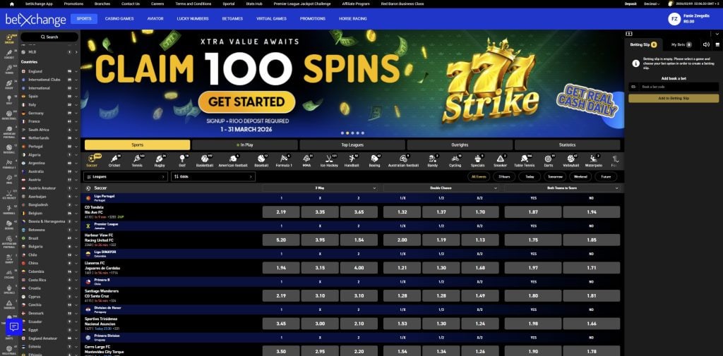 BetXchange South Africa review sports betting page example