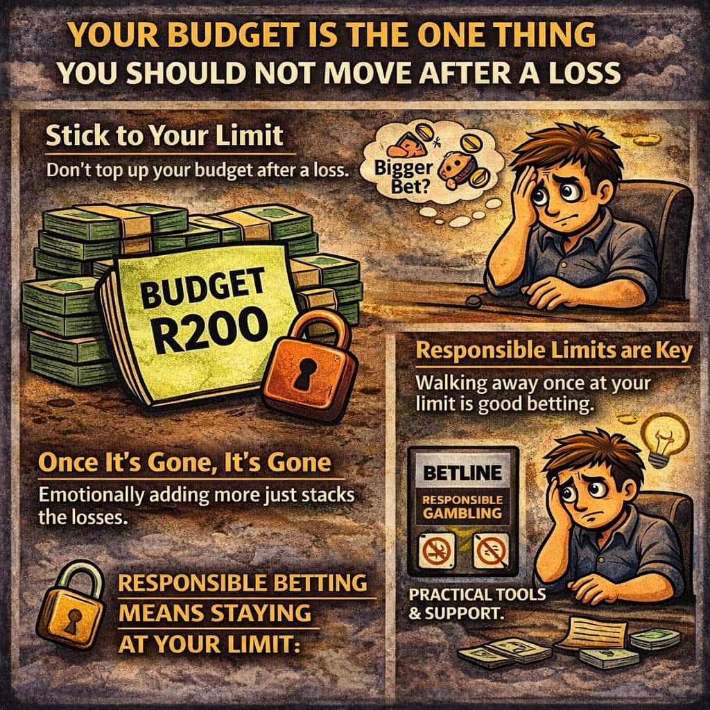 What to do after losing a bet infographic showing why bettors should stick to their budget and not add more money after a loss